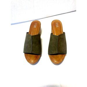 Ana Elissa Olive Green Platform Slip On Clog Sandal Studded Size 9.5M